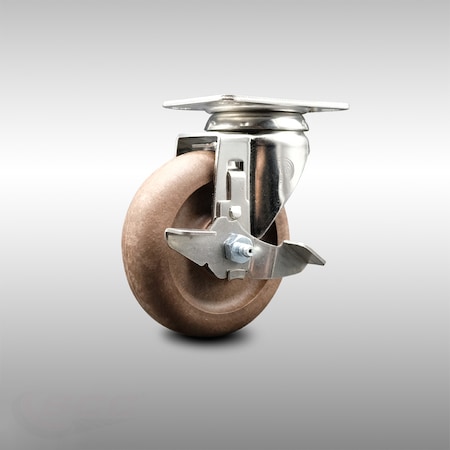 Service Caster 4 Inch 316SS High Temp Glass Filled Nylon Swivel Top Plate Caster with Brake SCC SCC-SS31620S414-GFNSHT-TLB